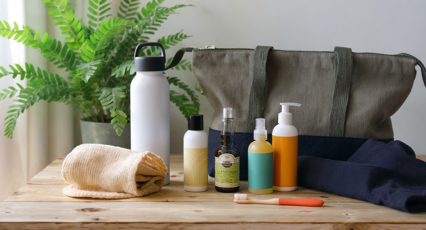 Voyageur léger avec un sac à dos éco-responsable en pleine nature