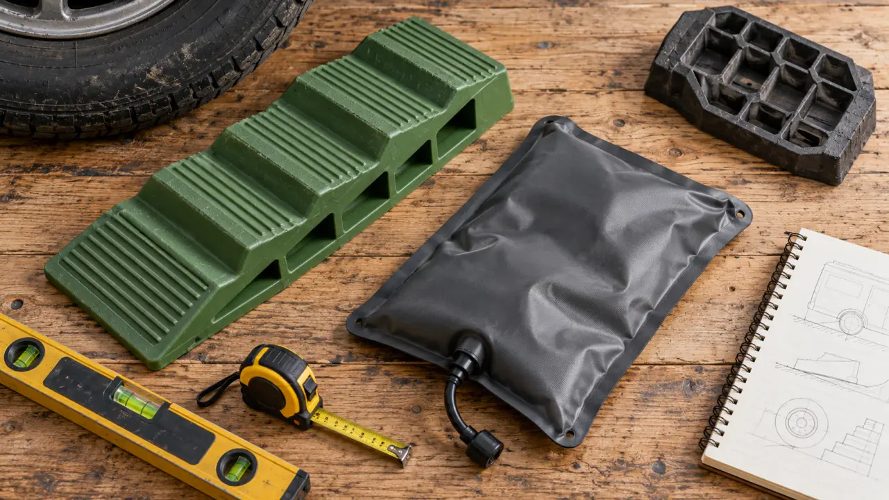 Cales de camping car pour nivellement précis par roue