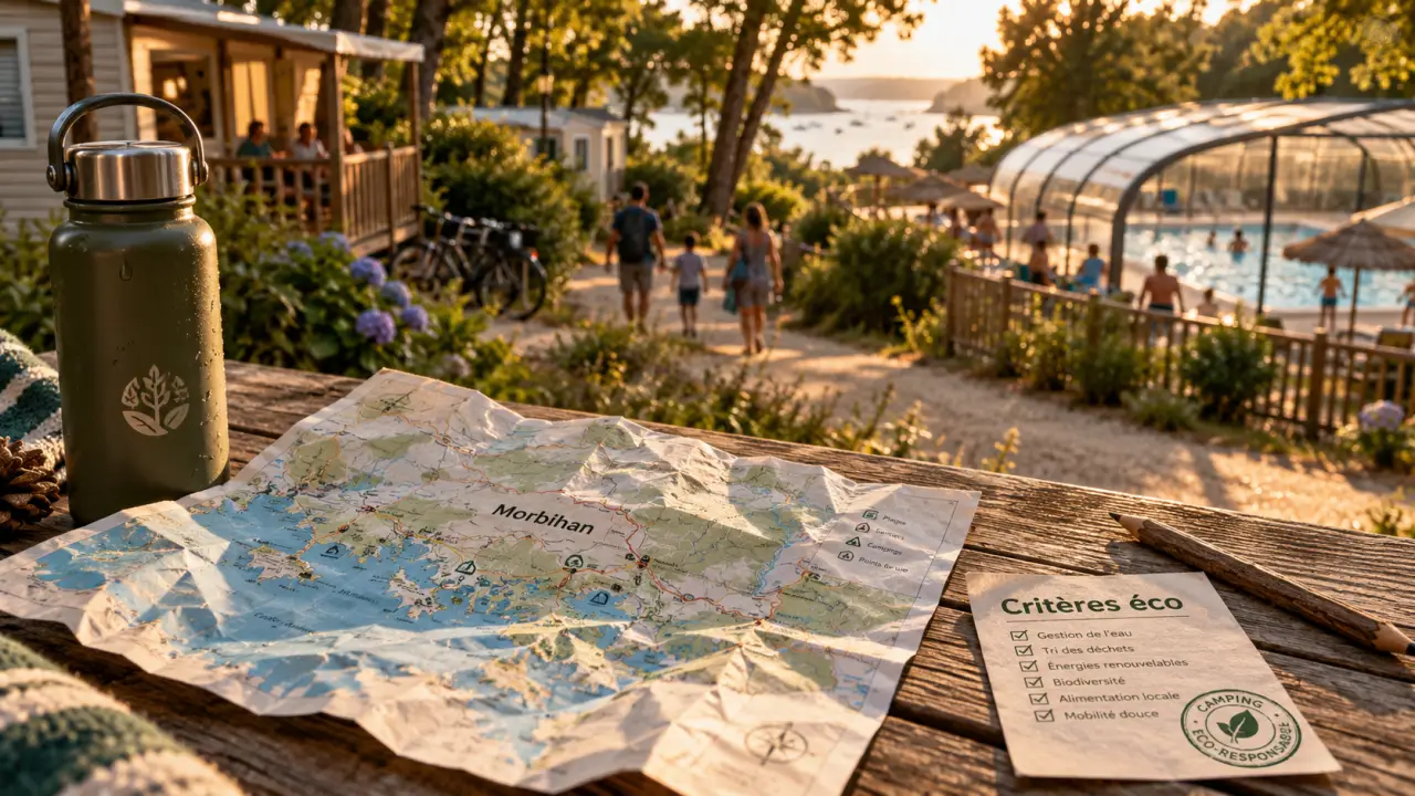 Camping éco responsable Morbihan : critères éco sur table bois