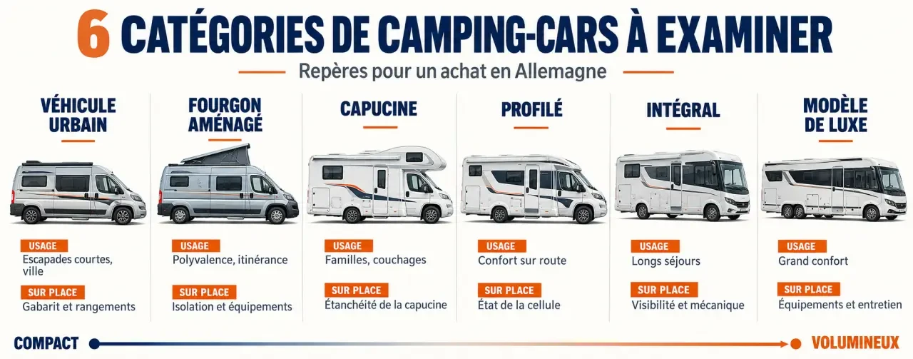 Catégories de camping-cars à comparer pour un achat de camping-car en Allemagne