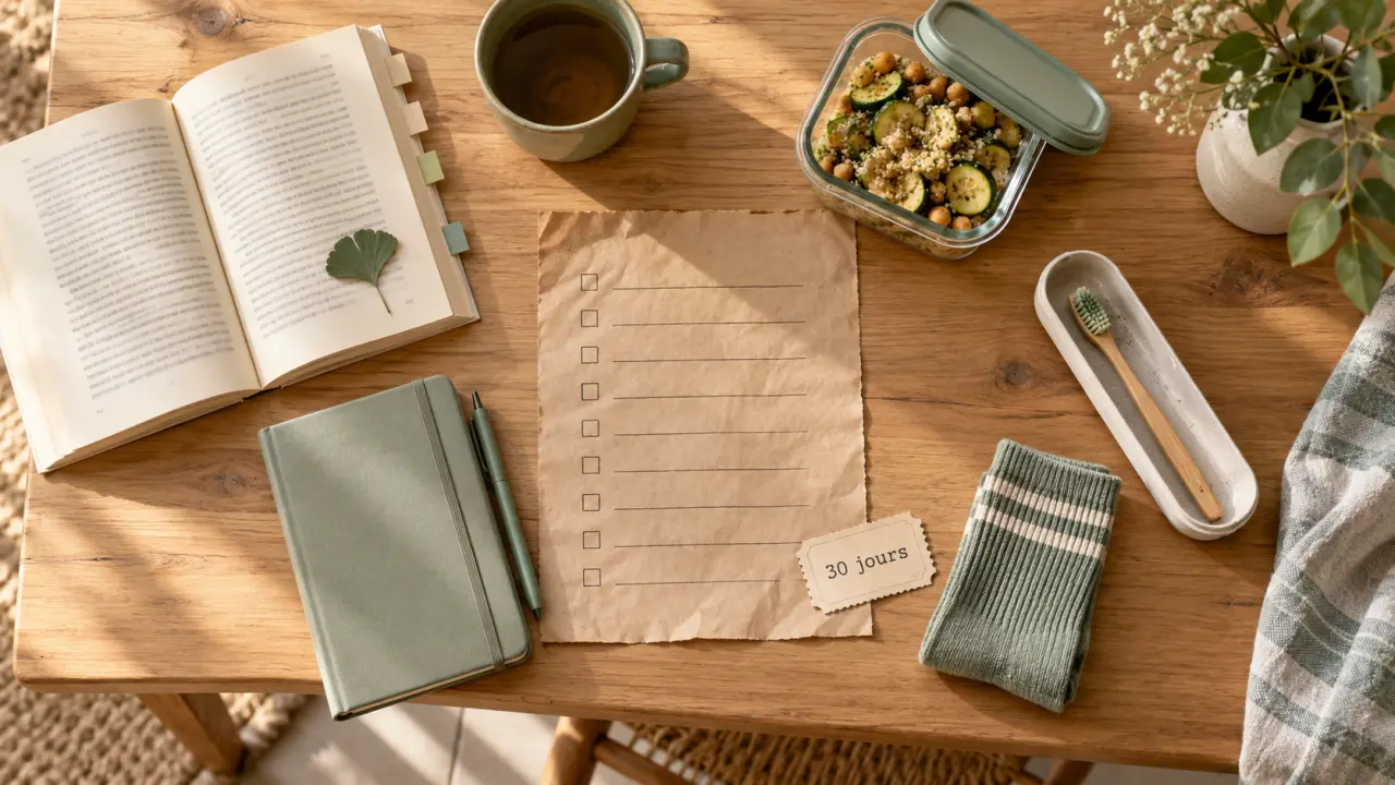 Minimalisme mode de vie : moins d’objets, essentiels triés sur table
